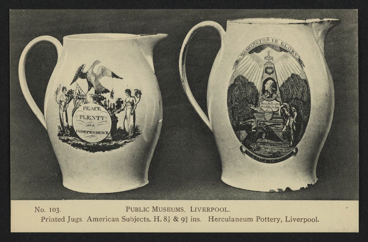 carte postale PUBLIC MUSEUMS, LIVERPOOL, PICHETS PEINTS, SUJETS AMERICAINS, HERCULANEUM POTTERY, LIVERPOOL 4P2062 Photo