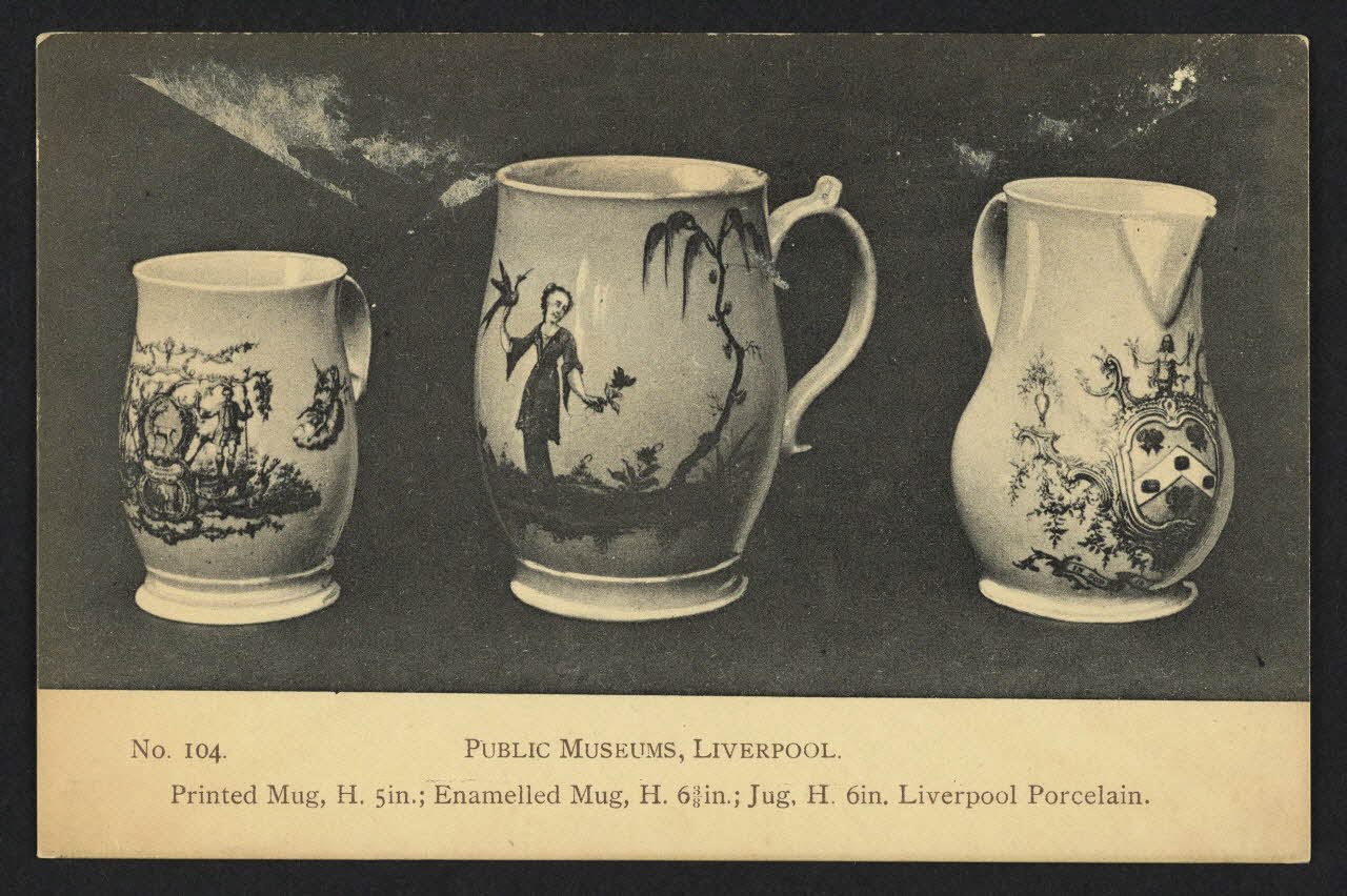 carte postale PUBLIC MUSEUMS, LIVERPOOL, PRINTED MUG, ENAMELLED MUG, JUG-LIVERPOOL PORCELAIN 4P2066 Photo
