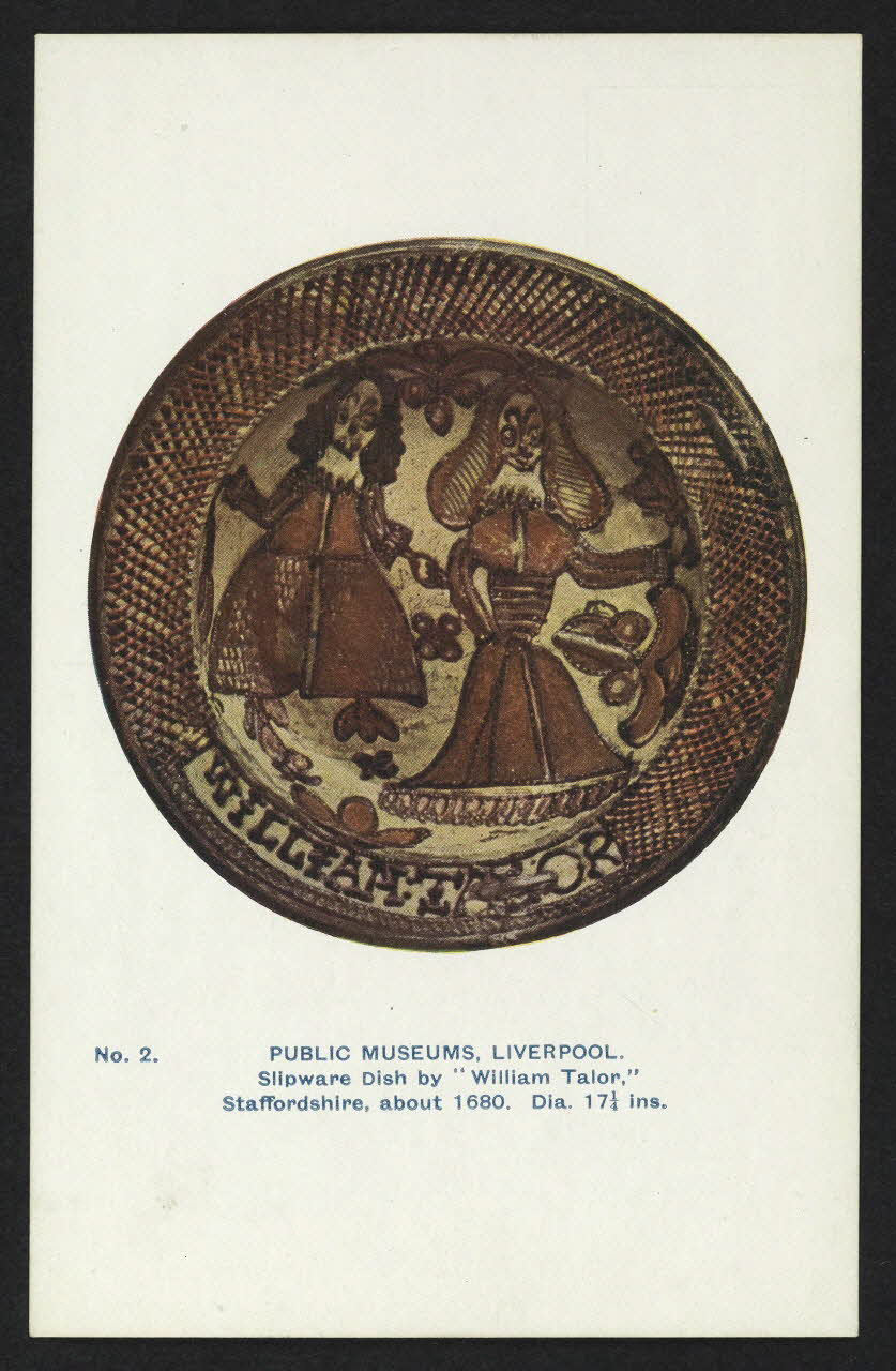 carte postale PUBLIC MUSEUMS, LIVERPOOL, SLIPWARE DISH BY "WILLIAM TALOR, " STAFFORDSHIRE 4P2069 Photo
