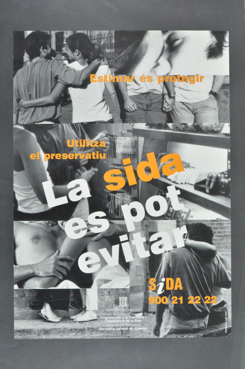 Generalitat De Catalunya, Departament de Sanitat i Assistència Social affiche "La sida es pot evitar" (Le sida peut s'éviter) Espagne 2001 2002.125.9 Photo Mucem