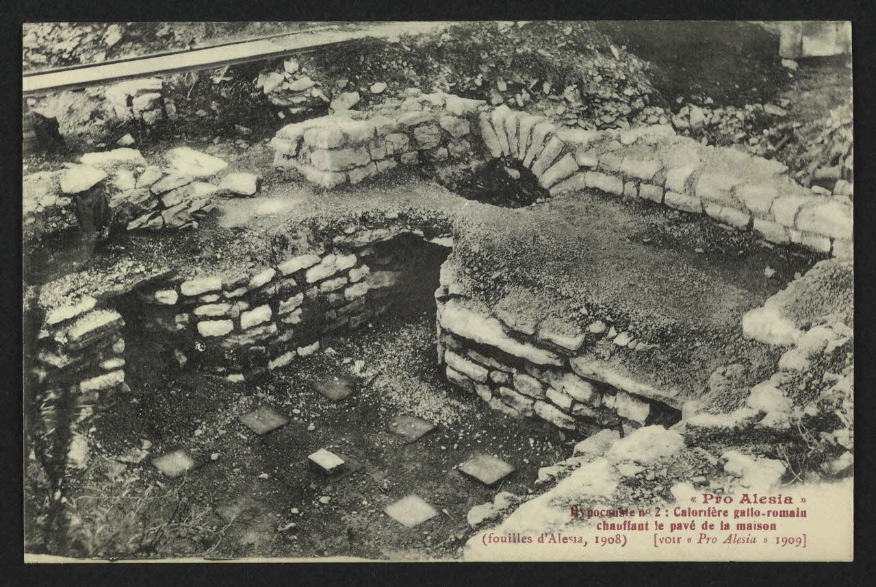 carte postale PRO ALESIA", HYPOCAUSTE NO2 : CALORIFERE GALLO-ROMAIN CHAUFFANT LE PAVE DE LA MAISON Côte-d'Or 1908 4P2116 Photo