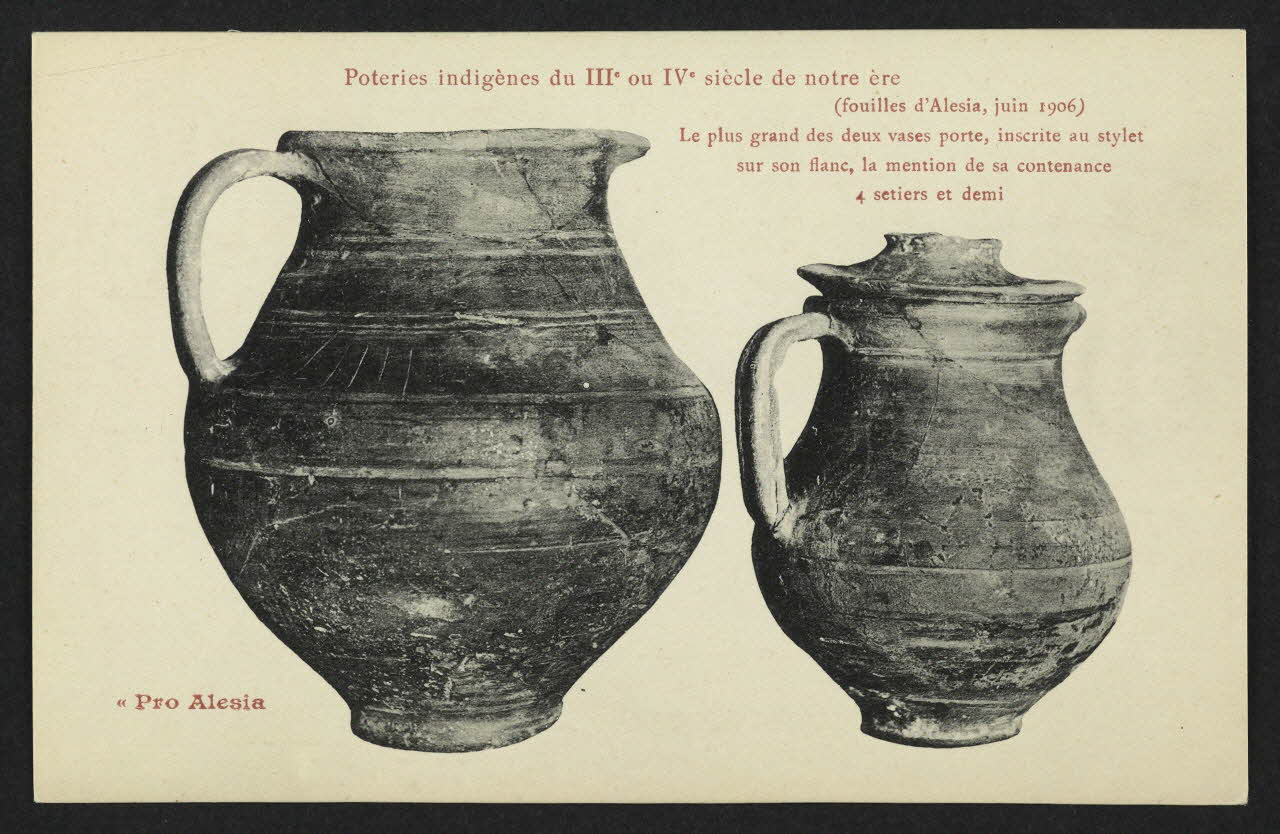 carte postale "PRO ALESIA", GRAND BOL EN POTERIE ROUGE DITE SAMIENNE (FOUILLES D'ALESIA, MAI 1906) Côte-d'Or 1906/6 4P2148 Photo