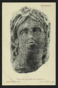 carte postale "PRO ALESIA", TETE DE LA JEUNE FILLE AUX CLEMATITES Côte-d'Or 1909 4P2155  Photo