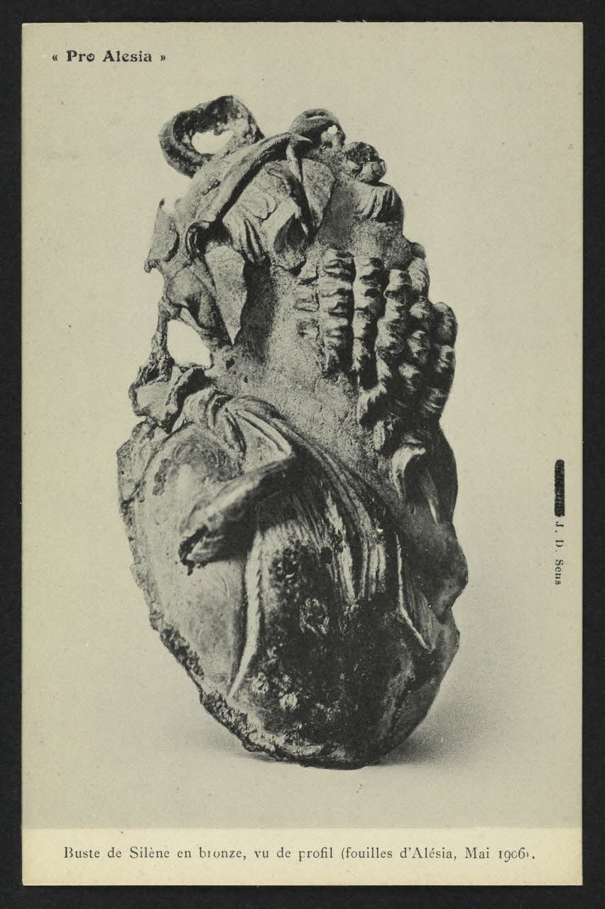 J. D. SENS carte postale "PRO ALESIA", BUSTE DE SILENE EN BRONZE (PROFIL) Côte-d'Or 1906/5 4P2157 Photo
