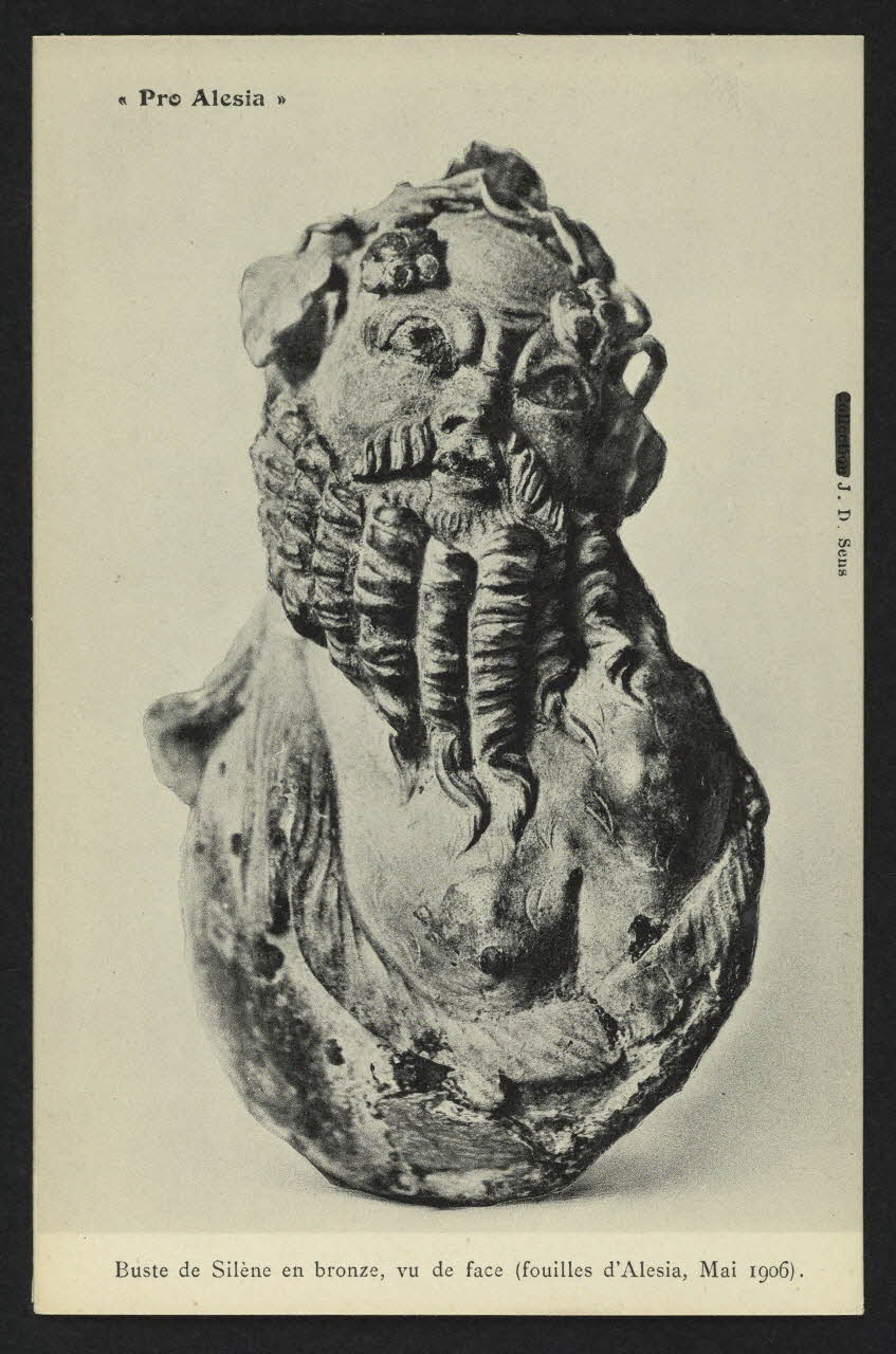 J. D. SENS carte postale "PRO ALESIA", BUSTE DE SILENE EN BRONZE (FACE) Côte-d'Or 1906/5 4P2158 Photo