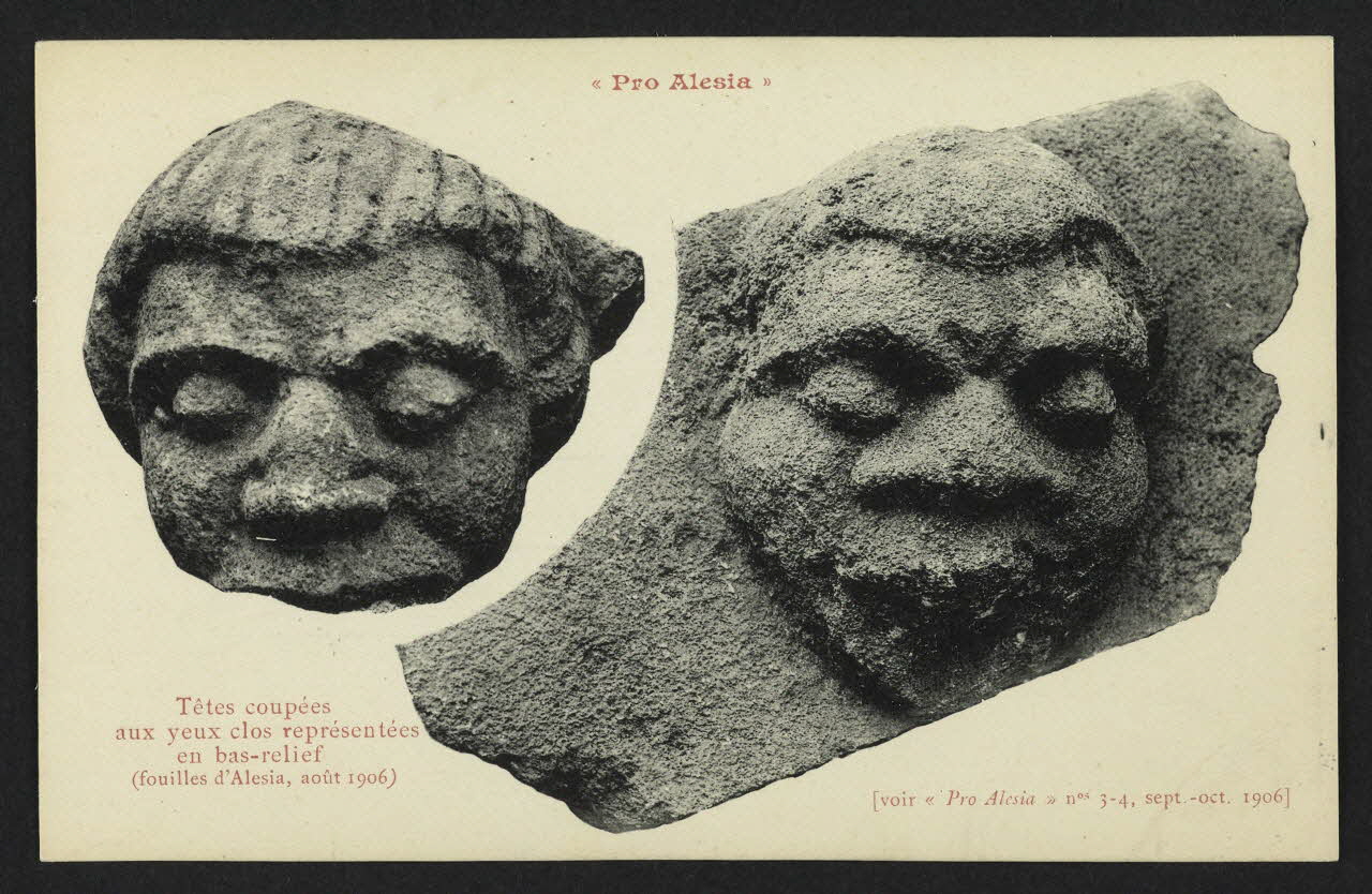 carte postale "PRO ALESIA", TETES COUPEES AUX YEUX CLOS Côte-d'Or 1906/8 4P2163 Photo