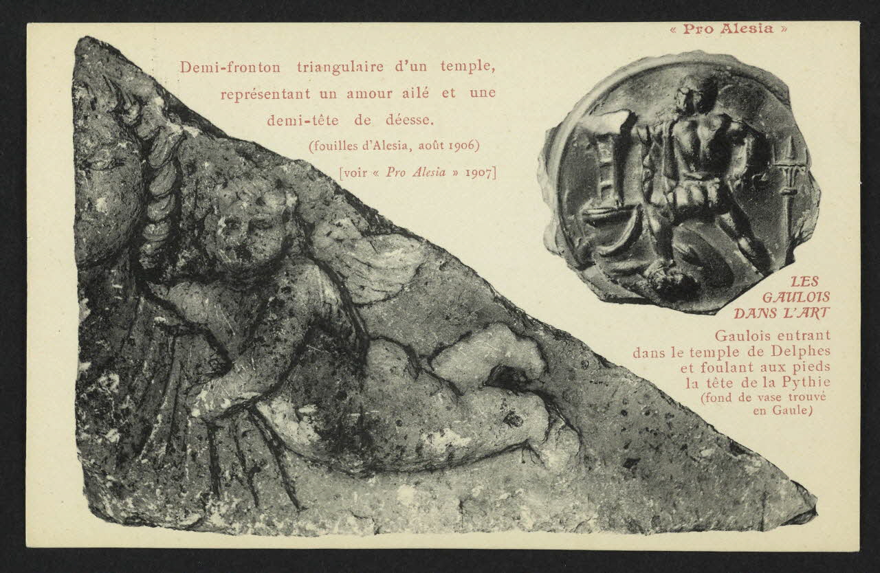 carte postale PRO ALESIA", DEMI-FRONTON TRIANGULAIRE D'UN TEMPLE Côte-d'Or 1906/8 4P2164 Photo