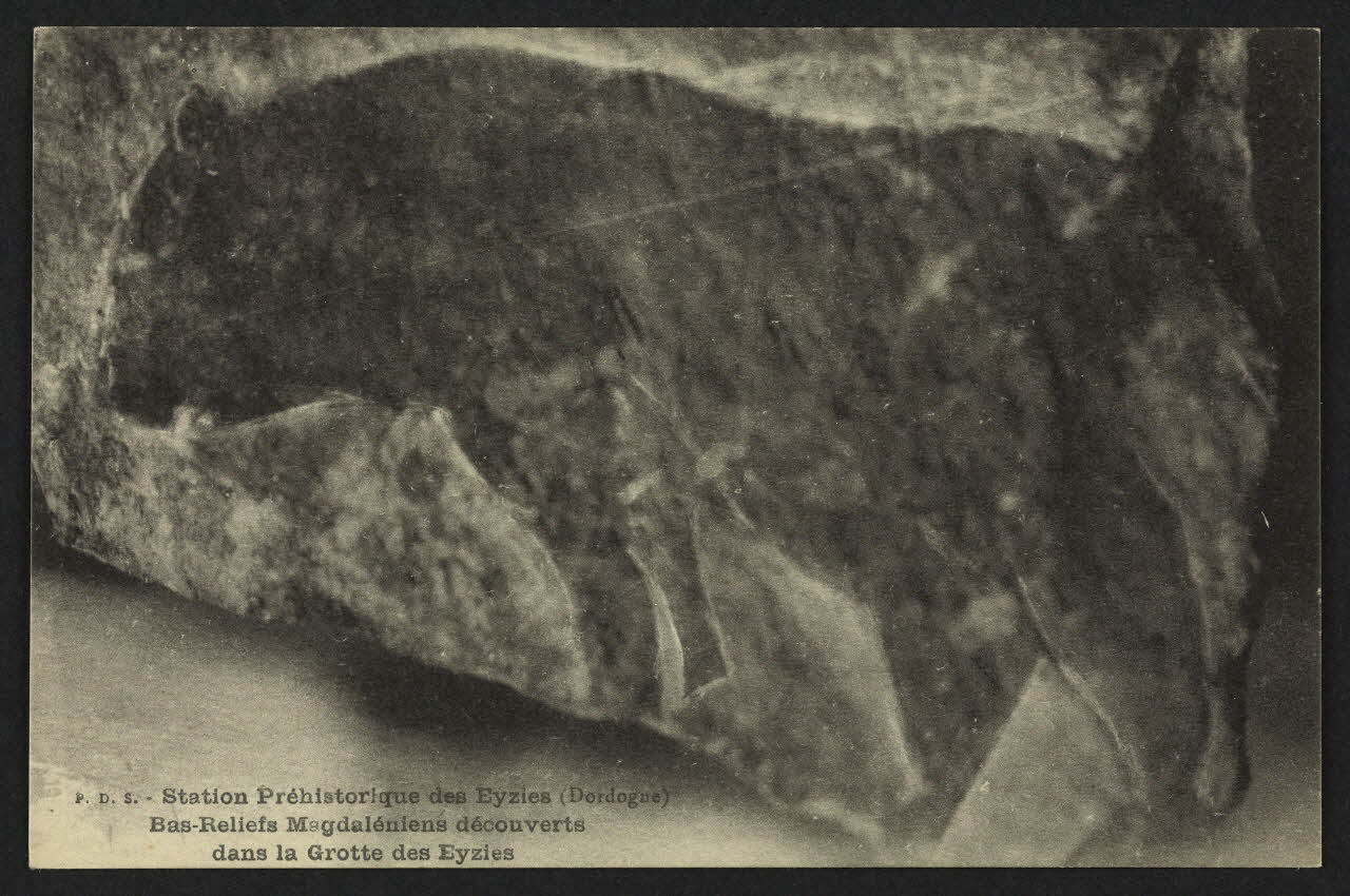 carte postale STATION PREHISTORIQUE DES EVZIES, BAS-RELIEF 4P2177 Photo