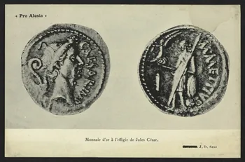 carte postale "PRO ALESIA", MONNAIE D'OR A L'EFFIGIE DE J. CESAR 4P2211 Photo