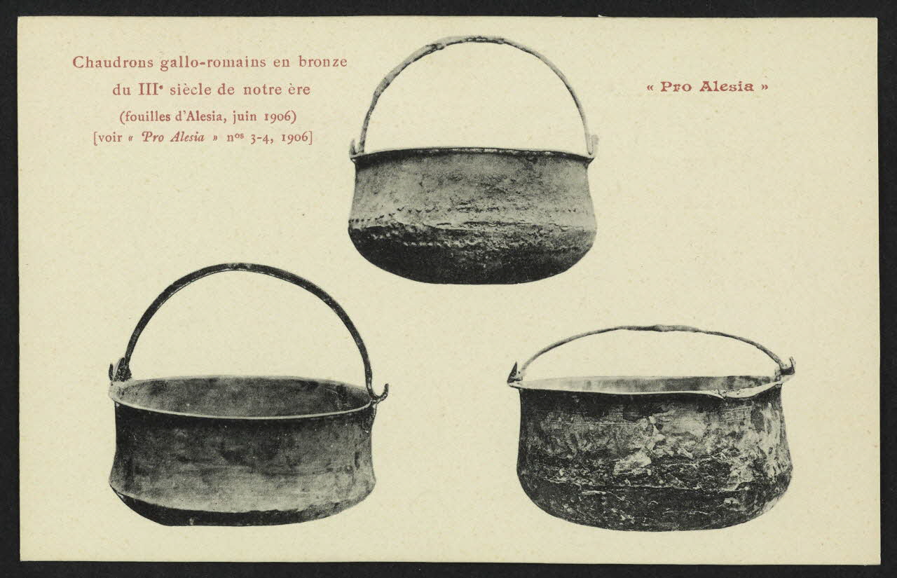carte postale PRO ALESIA", CHAUDRONS GALLO-ROMAINS EN BRONZE Côte-d'Or 1906 4P2213 Photo