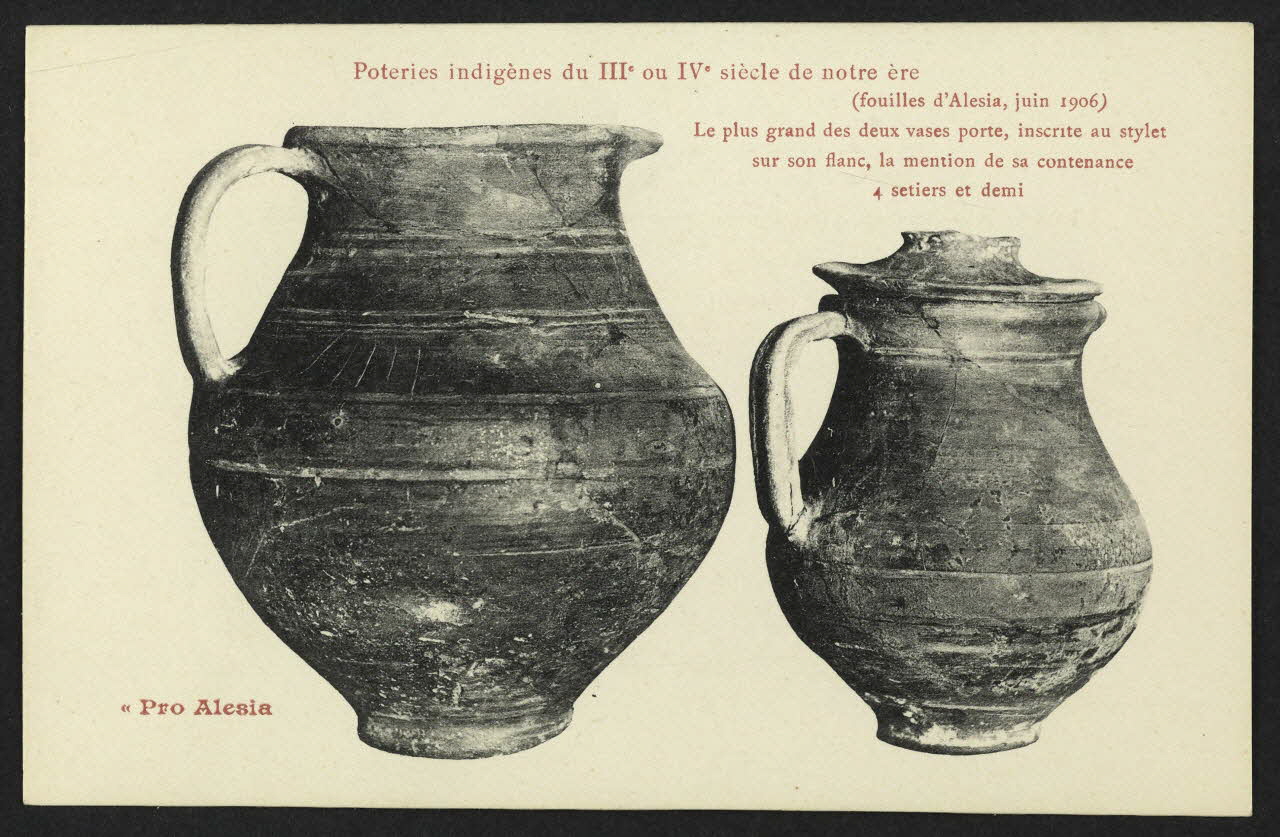 carte postale "PRO ALESIA", POTERIES INDIGENES DU 3E ET 4E SIECLE Côte-d'Or 1906 4P2226 Photo