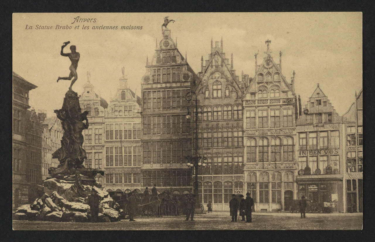 carte postale ANVERS, LA STATUE BRABO ET LES ANCIENNES MAISONS 4P2303 Photo