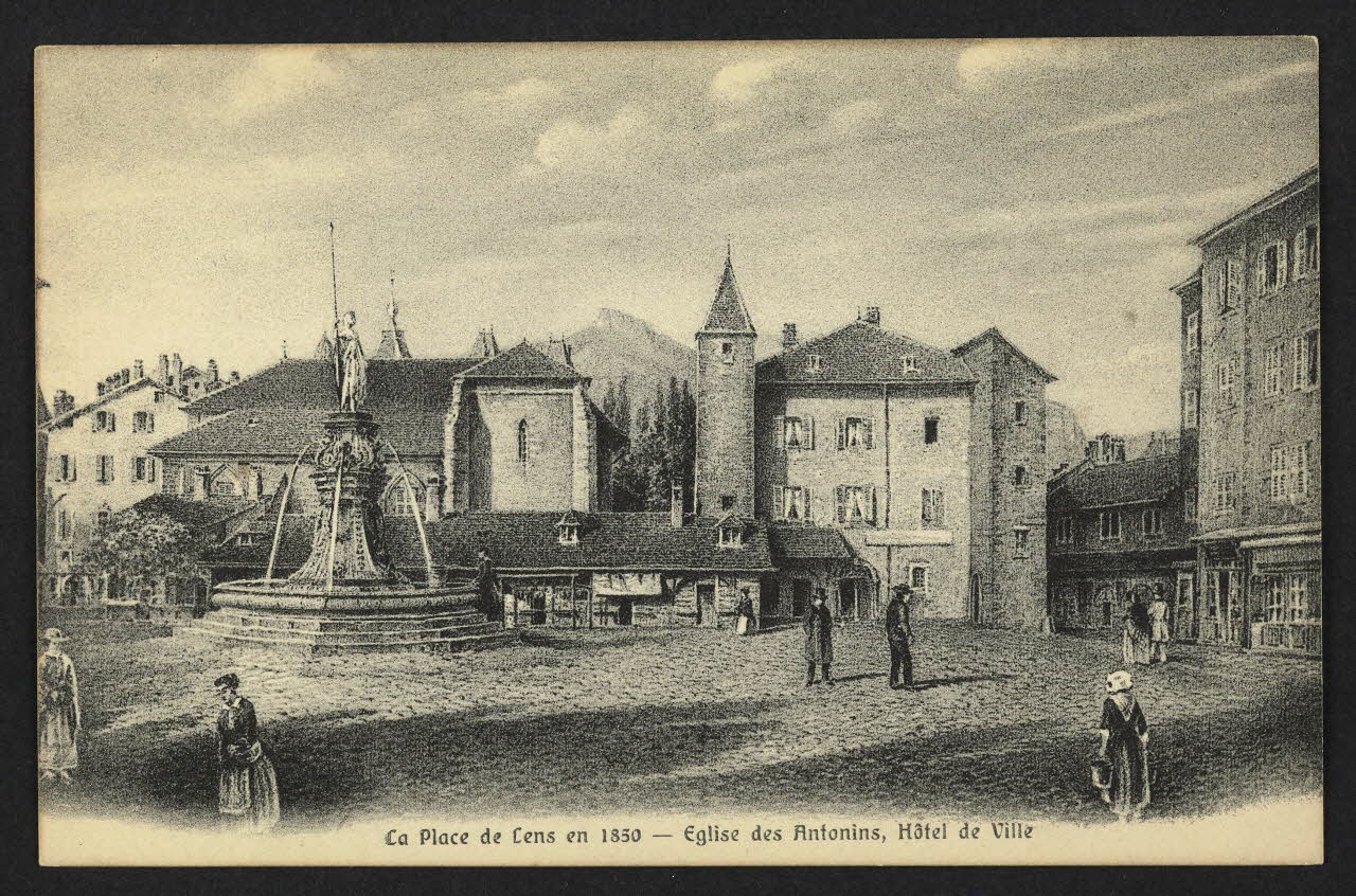 carte postale LA PLACE DE LENS EN 1850, EGLISE DES ANTONINS 4P2337 Photo
