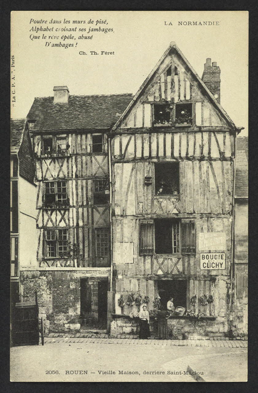 carte postale ROUEN, VIELLE MAISON, DERRIERE SAINT-MACLOU, STROPHE DE CH. TH. FERET 4P2446 Photo