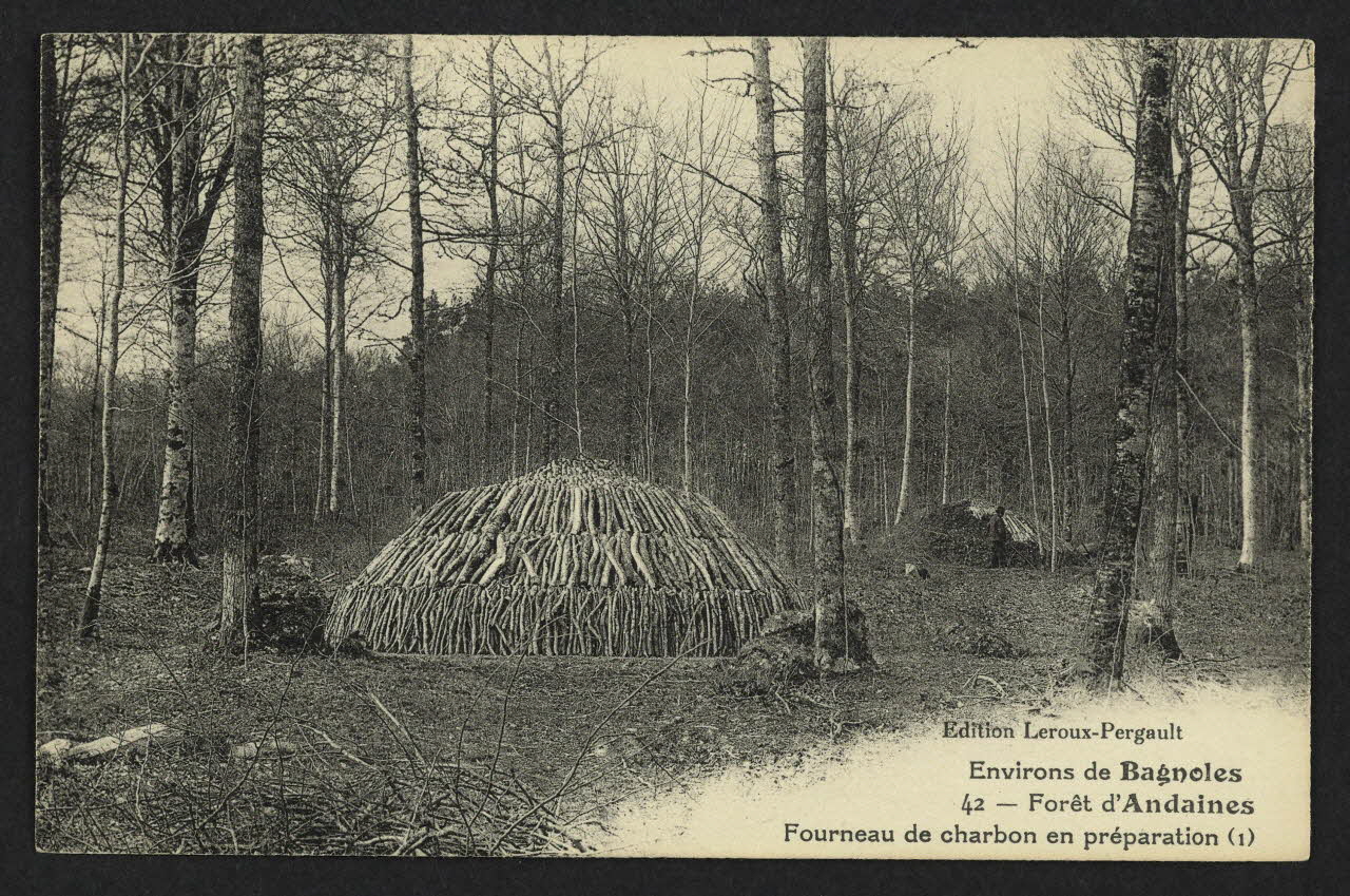 carte postale ENVIRON DE BAGNOLES, FORET D'ANDAINES, FOURNEAU DE CHARBON EN PREPARATION 4P2475 Photo
