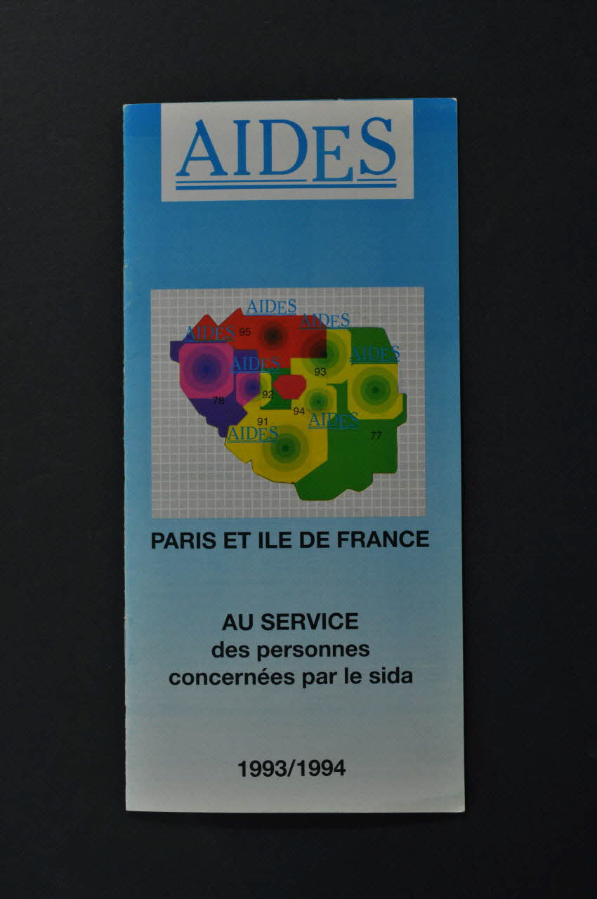 Aides Paris - Ile-de-France BROCHURE "AIDES Paris et Ile de France. Au service des personnes concernées par le sida." France 1993 2002.126.127 Photo Mucem