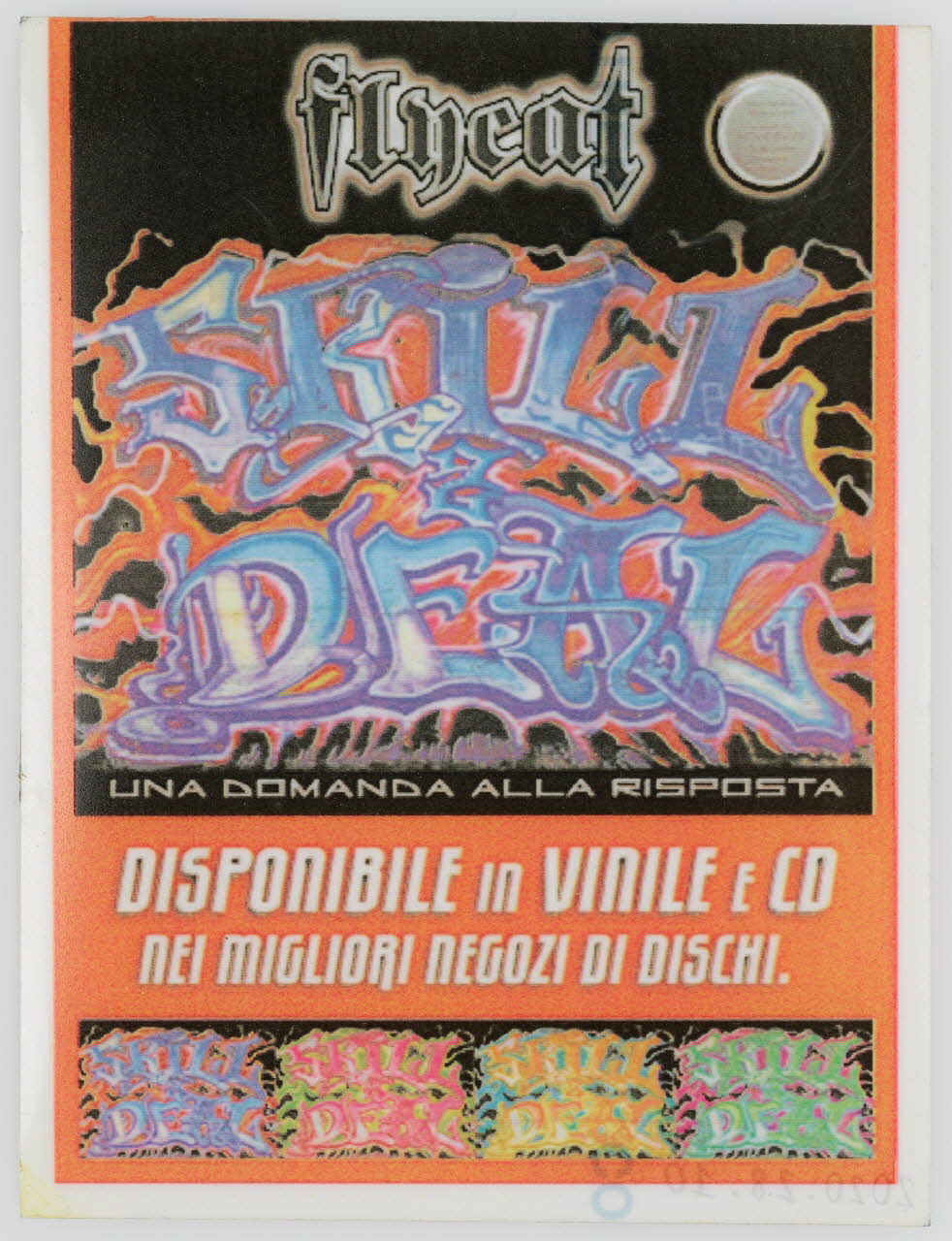 Flycat autocollant Sticker promotionnel pour le disque compact "Una Domanda alla Risposta" Lombardie, Italie 1998 2020.28.10 Photo Mucem / Marianne Kuhn