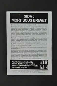 Act Up-Paris tract Sida : mort sous brevet Île-de-France, France 2000/12/1 2002.126.163 Photo Mucem