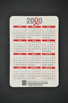 Département De La Santé Et De La Sécurité Sociale, Carte calendrier "Que es la sida? explica-m'ho" (Qu'est-ce que le sida ? Explique-le-moi) Espagne Barcelone 2000 2002.126.189 Photo Mucem