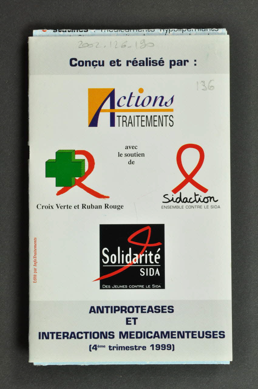 Actions Traitements Réglette "Antiprotéases et interactions médicamenteuses" France 1999 2002.126.190 Photo Mucem