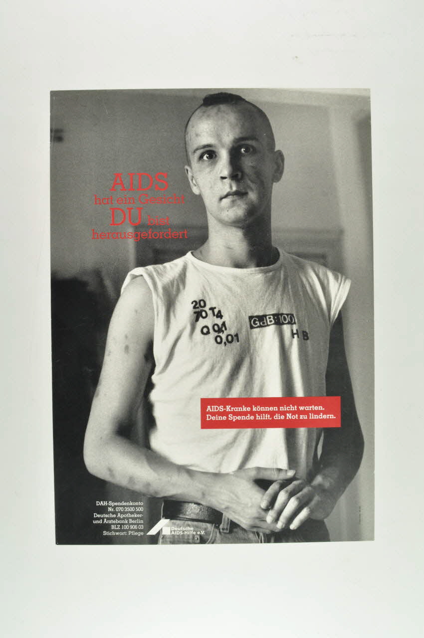 affiche "AIDE hat ein Gesicht DU bist herausgefordert" (Le sida a un visage. Tu es défié) 2002.126.3 Photo Mucem