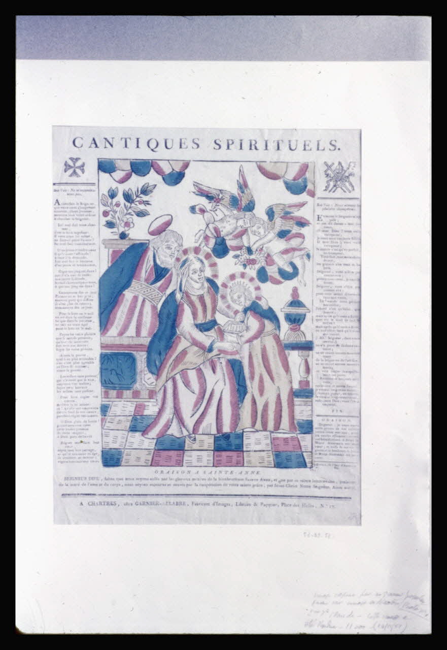 Marcel Maget photographie Image en bois coloré de Garnier-Allabre de Chartres. "Cantiques spirituels : oraison de Sainte Anne" Ile-de-France, France 1954/10/28 Ph.1956.95.4 Photo