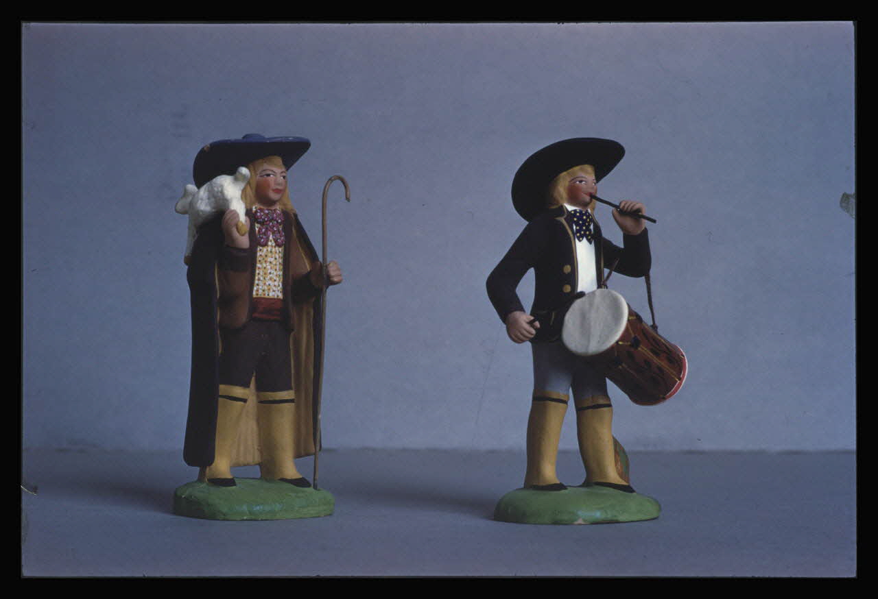 Bandy photographie Santons. Berger et tambourinaire. Terre cuite. Provenant de Saint-Loup à Marseille Ile-de-France, France 1959/6/1 Ph.1959.102.31 Photo