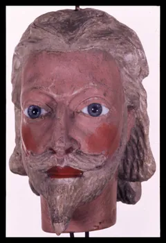 Alain Guey photographie Homme à barbe et à moustaches. Tête de marionnette (anciennement) à tringles et à fils provenant du quartier Saint-Sauveur à Lille Ile-de-France, France 1970/2/1 Ph.1970.4.165 Photo