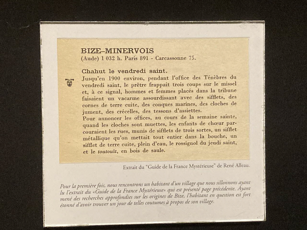 Pierre Fisher ; Justin Meekel élément de l'installation Verdure Tour : De la France mystérieuse Languedoc-Roussillon, France 2009/7/8-2009/8/13 2020.44.1.48 Photo Mucem