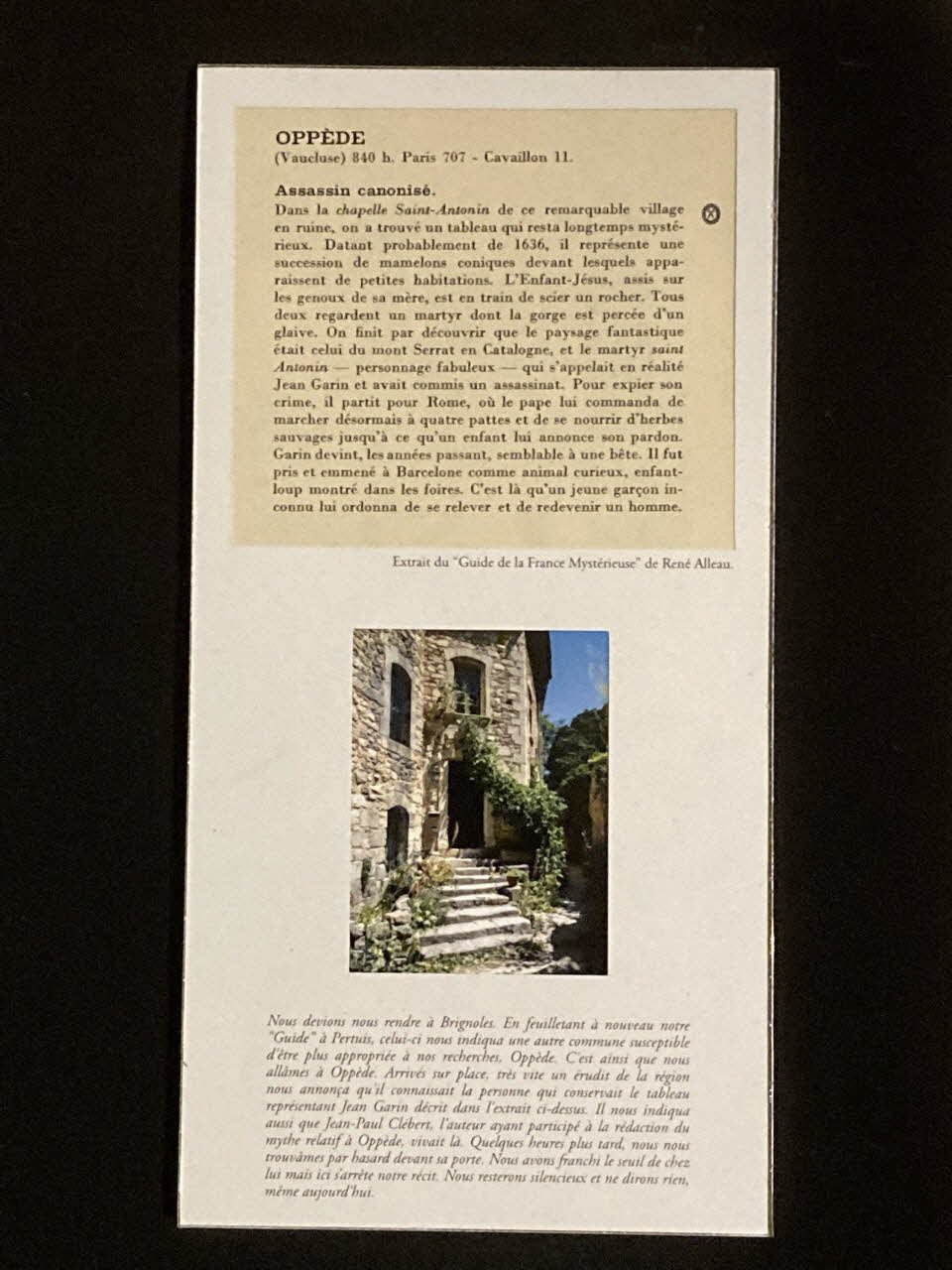 Pierre Fisher ; Justin Meekel élément de l'installation Verdure Tour : De la France mystérieuse Provence-Alpes-Côte d'Azur, France 2009/7/8-2009/8/13 2020.44.1.68 Photo Mucem