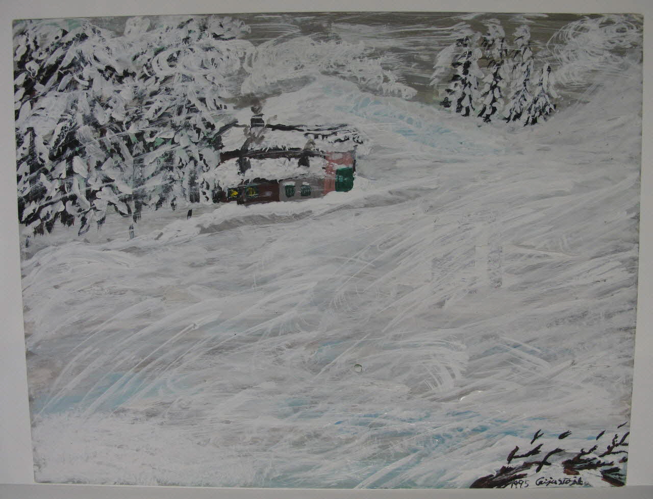 Ceija Stojka peinture Juste un paysage d'hiver battu par les vents dans le Burgenland en Styrie Bundesland Wien, Autriche 1995 2018.77.4 Photo Mucem