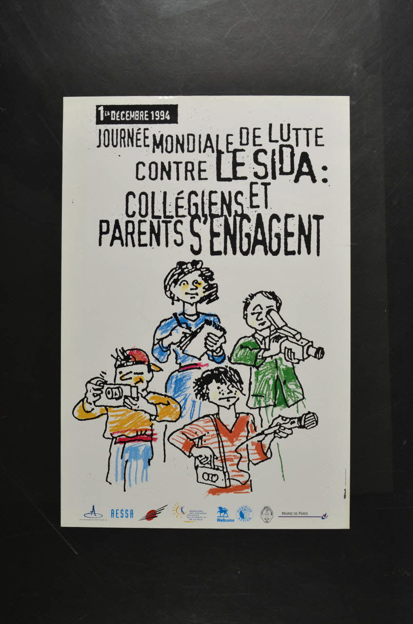 Académie De Paris Et Mairie De Paris affiche "Journée mondiale de lutte contre le sida : collégiens et parents s'engagent." Île-de-France, France 1994 2002.127.108 Photo Mucem