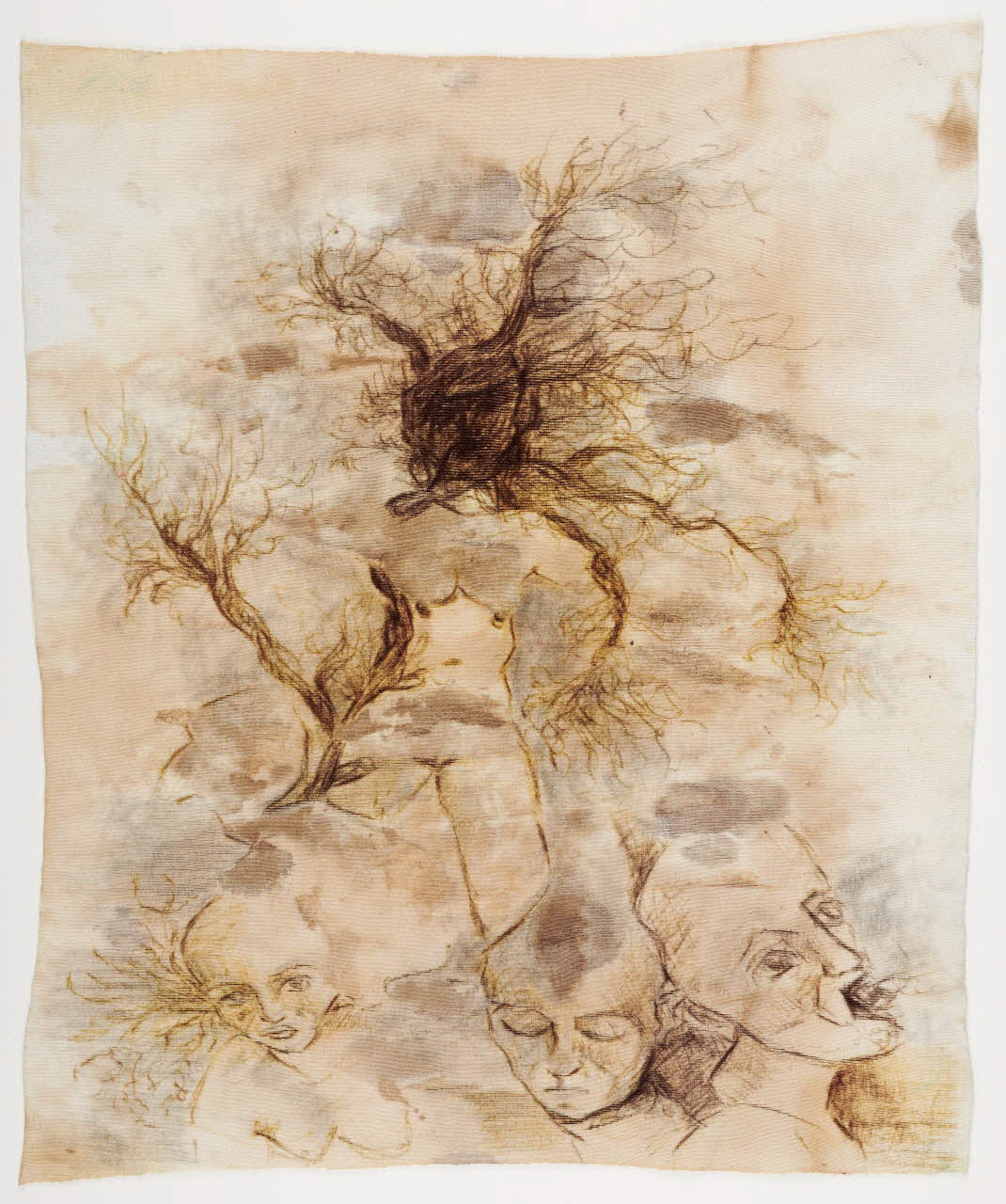 Zehra Dogan dessin Femme-arbre et visages d'expression Anatolie du Sud-Est, Turquie 2018/2/26 2019.12.14 Photo Mucem / Marianne Kuhn