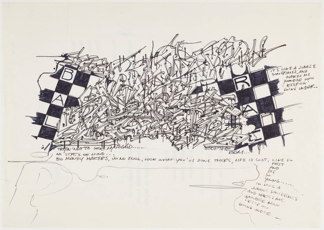 Rae Martini esquisse It's like a jungle sometimes Lombardie, Italie 1993 2021.7.3 Photo Mucem / Marianne Kuhn
