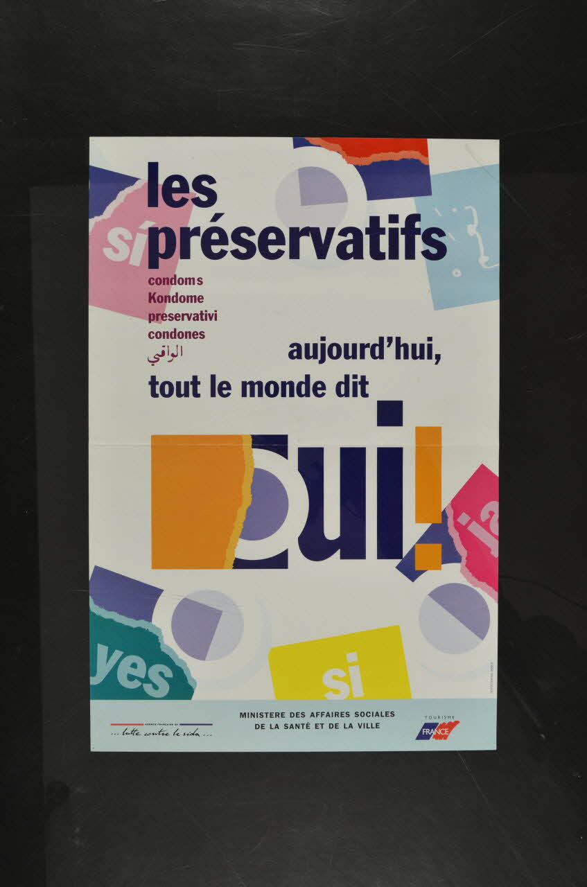 Ministère des Affaires Sociales, de la Santé et de la Ville affiche "Les préservatifs" France 1993 2002.127.173 Photo Mucem