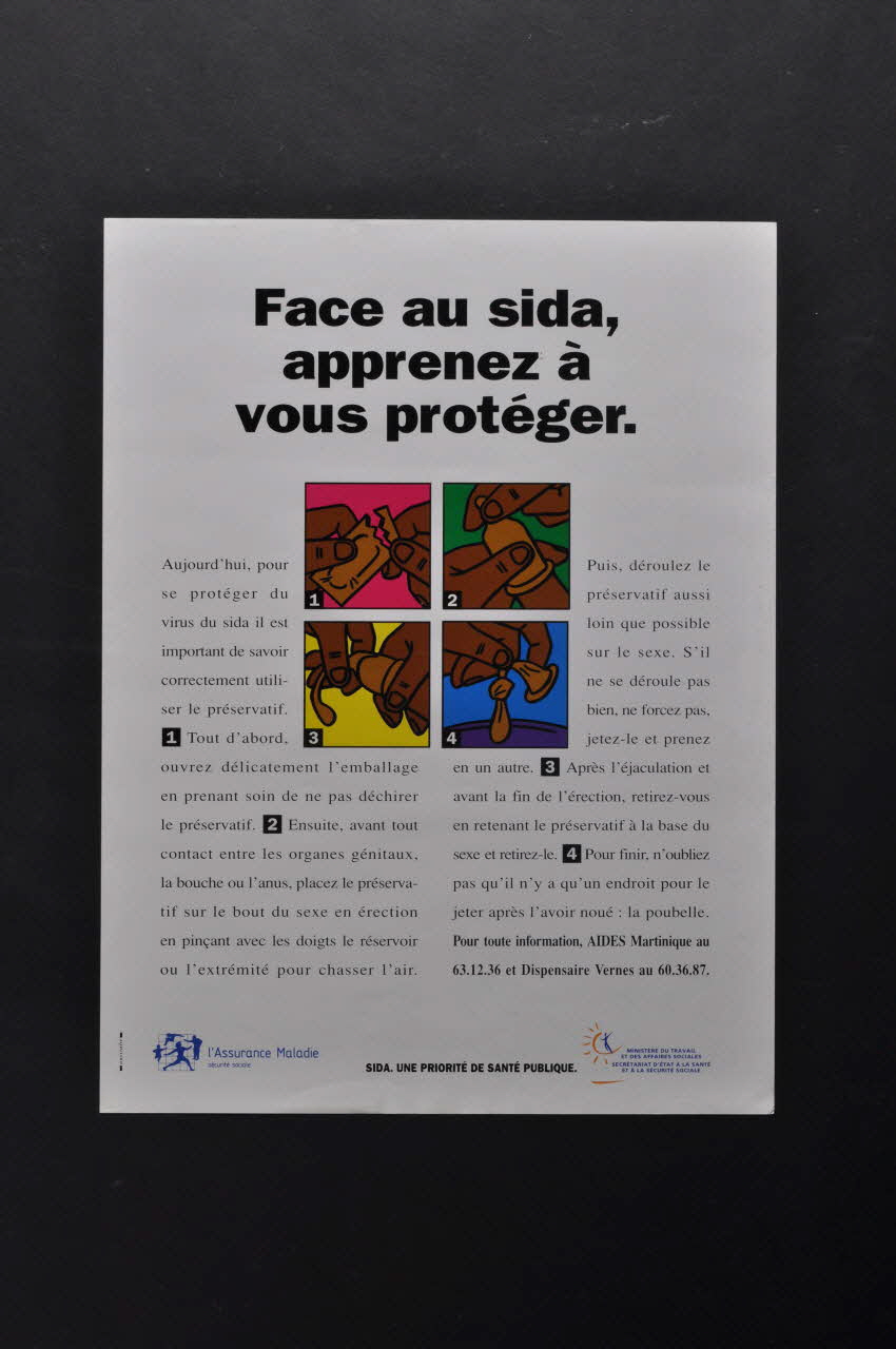 Aides Martinique affiche "Face au sida, apprenez à vous protéger" Martinique, France 1996 2002.127.179 Photo Mucem