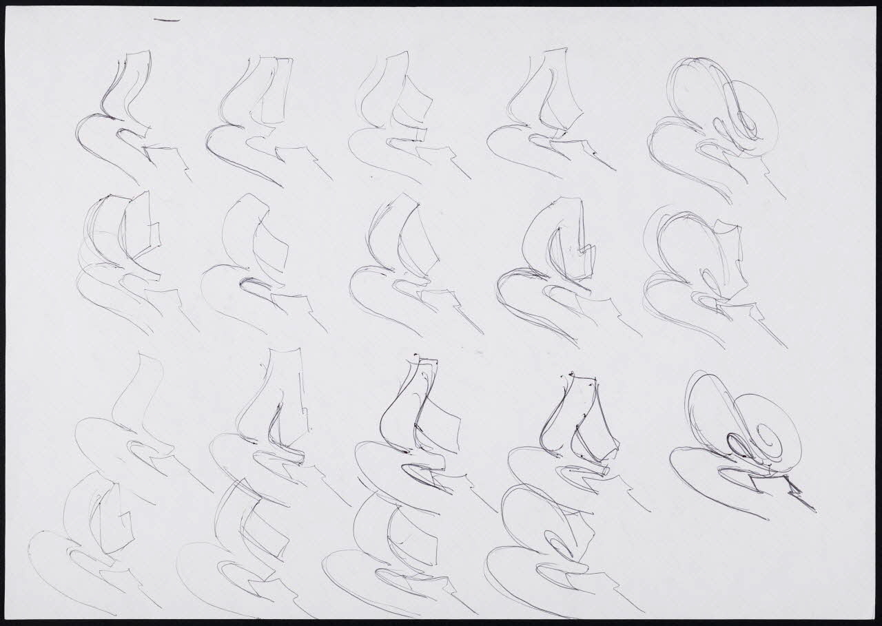 Neuro dessin Variations stylistiques sur la lettre E Lombardie, Italie 2005 2021.4.1.1 Photo Mucem / Marianne Kuhn