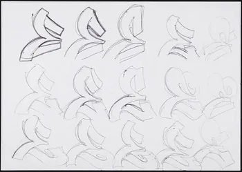 Neuro dessin Variations stylistiques sur la lettre E Lombardie, Italie 2005 2021.4.1.5  Photo Mucem / Marianne Kuhn