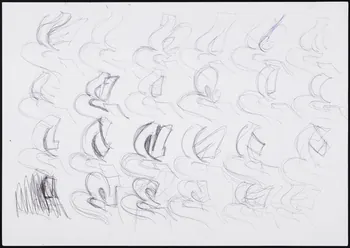 Neuro dessin Variations stylistiques sur la lettre E Lombardie, Italie 2005 2021.4.1.6  Photo Mucem / Marianne Kuhn