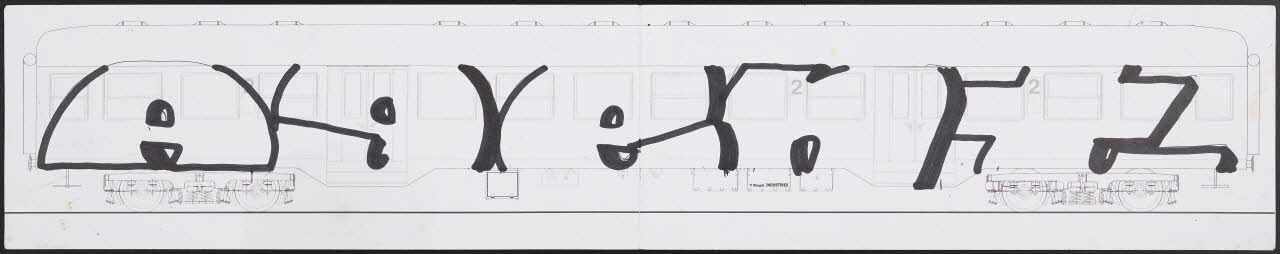 Agent esquisse "Agent" en block letters Ligurie, Italie 1999 2021.3.19 Photo Mucem / Marianne Kuhn