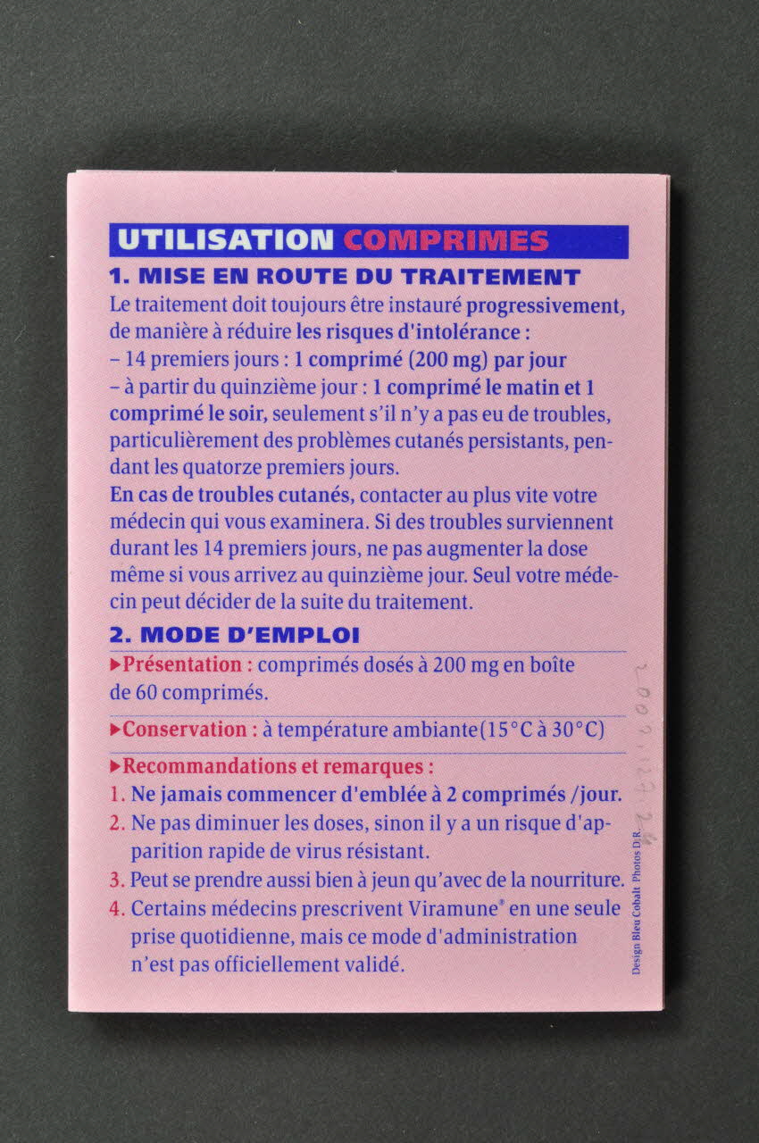 Actions Traitements Dépliant "Tout savoir sur Viramune". France 2001/5 2002.127.24 Photo Mucem