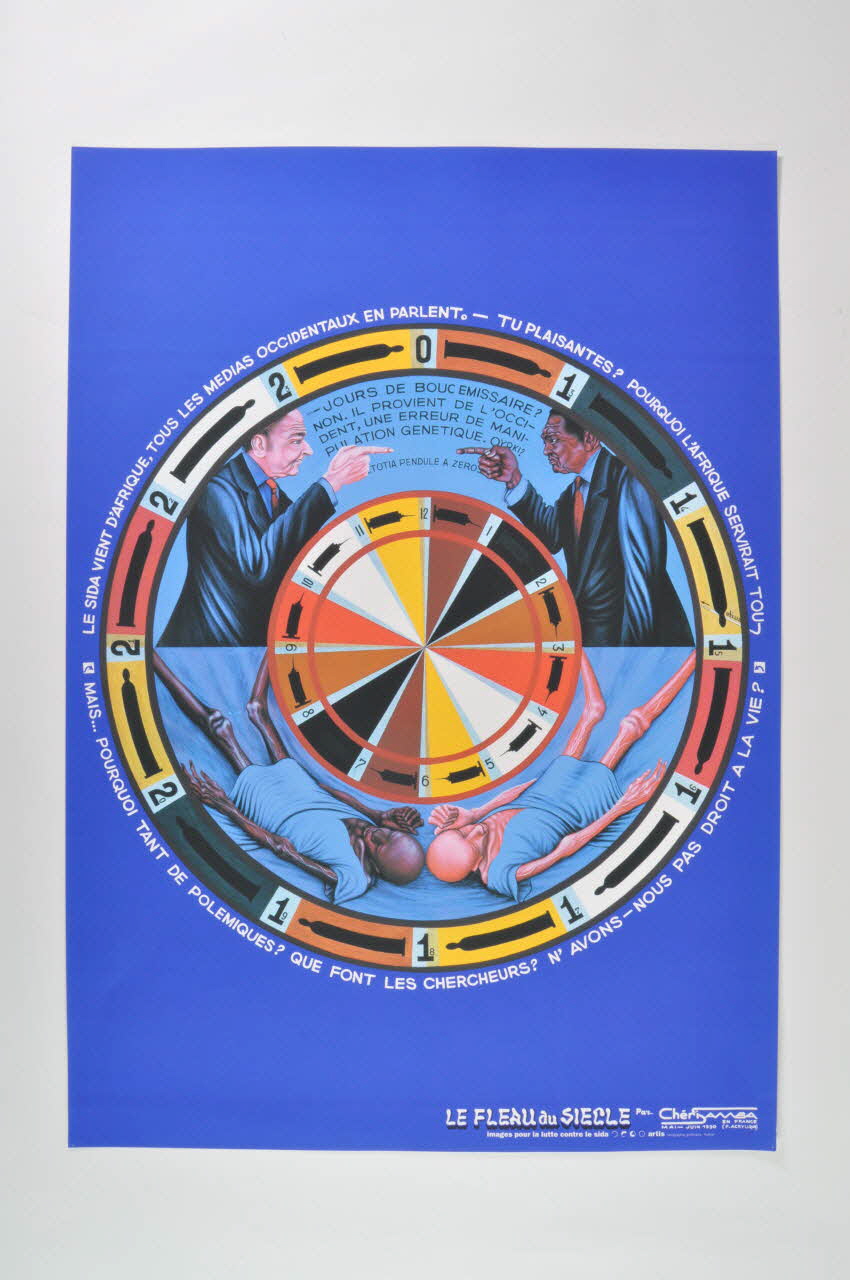 affiche Affiche "Images pour la lutte contre le sida", n°36  de Chéri Samba / ... Que font les chercheurs? N'avons-nous pas droit à la vie? France 1993 2002.127.327 Photo Mucem