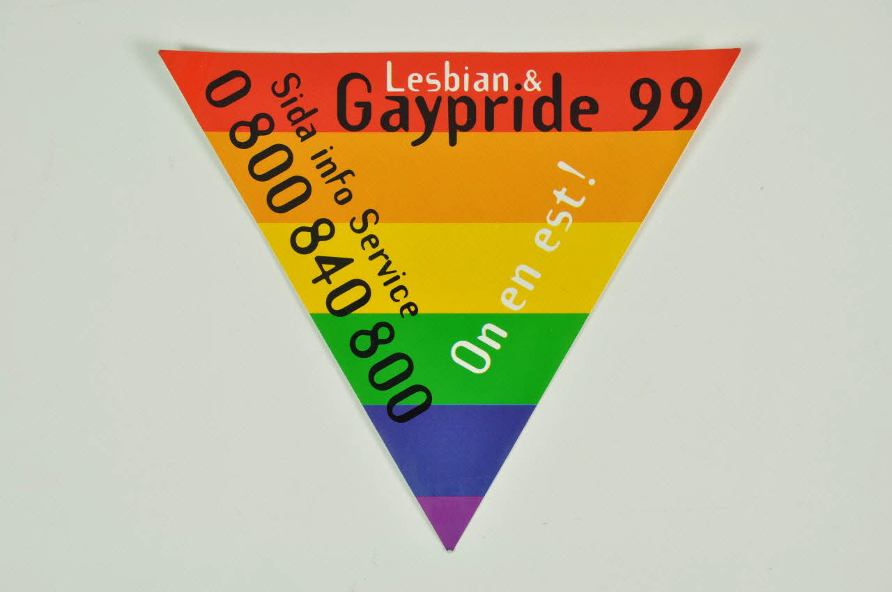 Sida Info Service - Ligne Azur autocollant "Lesbian & Gaypride 99" Île-de-France, France 1999 2002.127.40 Photo Mucem