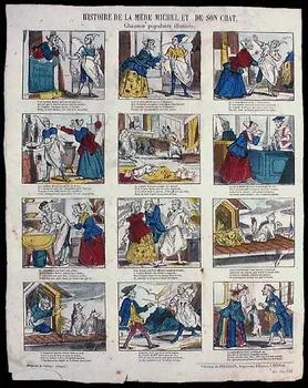 Pellerin à compartiments (3x4) HISTOIRE DE LA MERE MICHEL ET DE SON CHAT.  Chanson populaire illustrée. Lorraine, France 1851-1860 1946.106.105 Photo