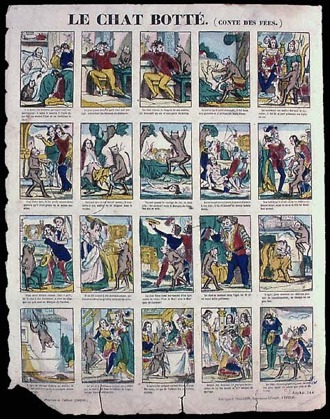 Pellerin à compartiments (5x4) LE CHAT BOTTE. (CONTE DES FEES.) Lorraine, France 1851-1860 1946.106.144 Photo
