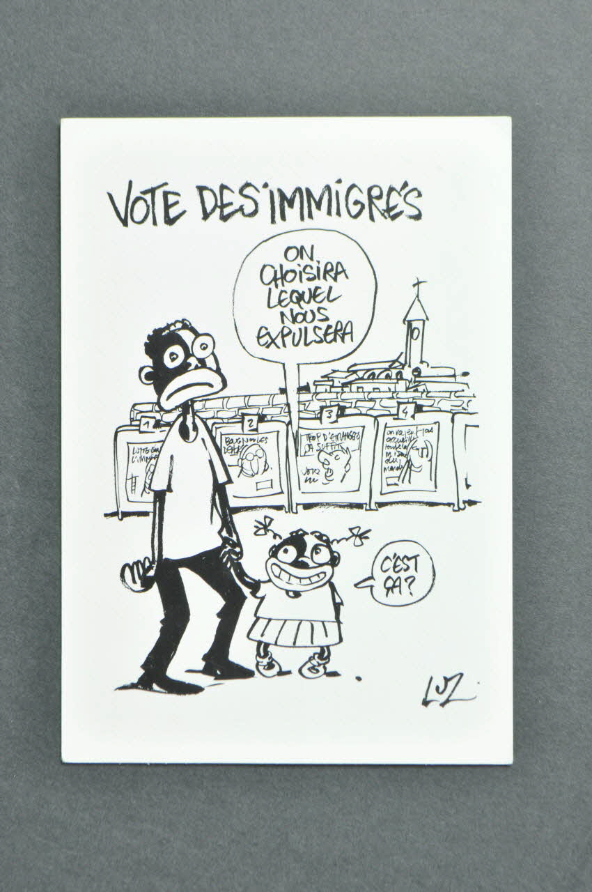 carte postale "Lutter contre la marginalisation des immigrés, c'est lutter contre le sida." 2002.127.47 Photo Mucem