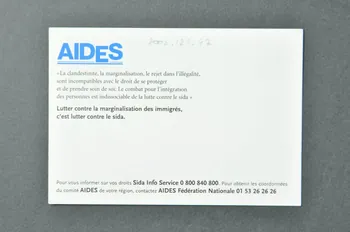 carte postale "Lutter contre la marginalisation des immigrés, c'est lutter contre le sida." 2002.127.47 Photo Mucem