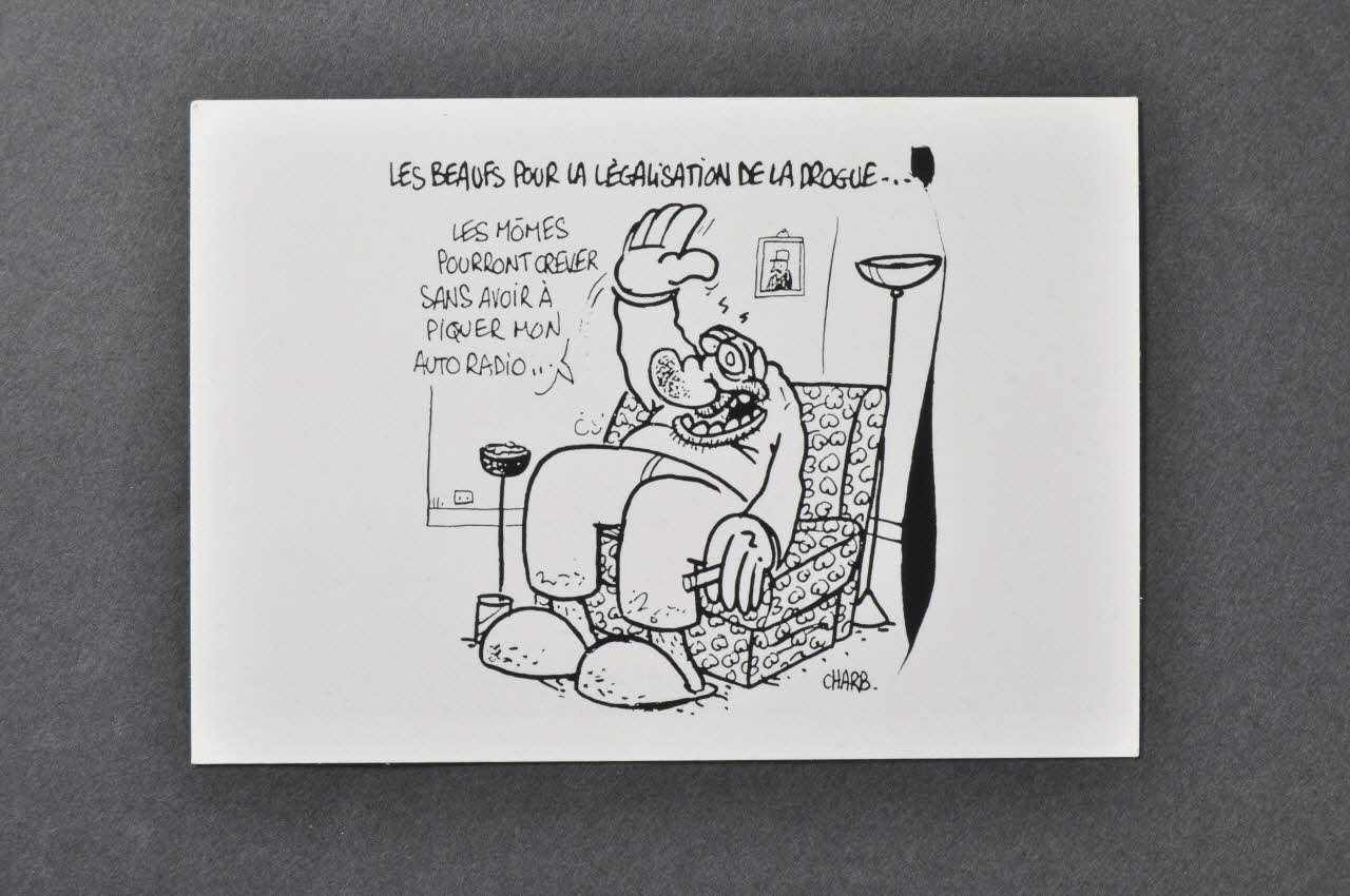 carte postale "Lutter contre la pénalisation des usagers de drogue, c'est lutter contre le sida." 2002.127.48 Photo Mucem