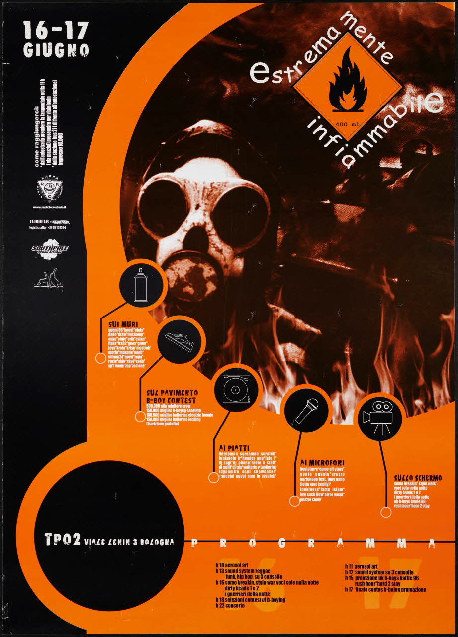 affiche Estremamente infiammabile Emilie-Romagne, Italie 2001 2021.3.8 Photo Mucem / Marianne Kuhn