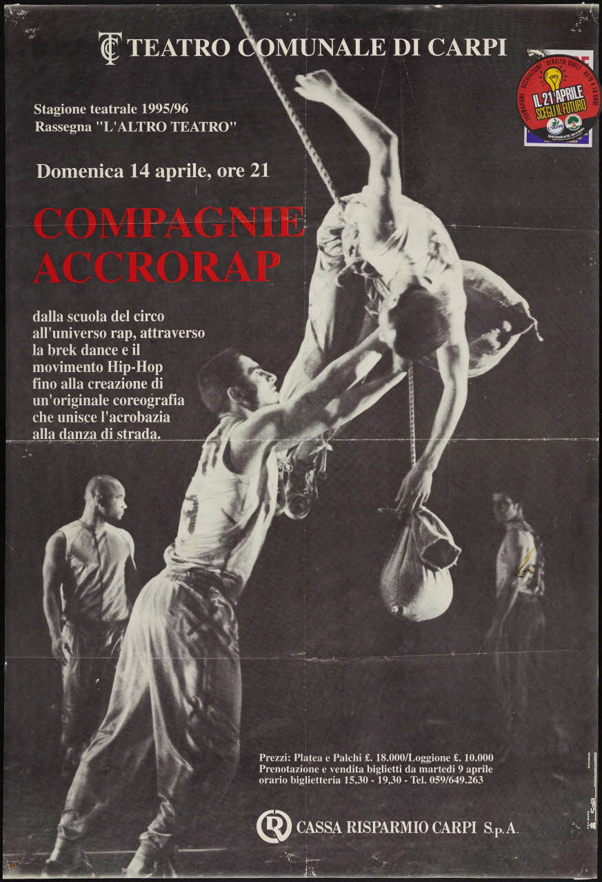 Compagnie Accrorap affiche Teatro Communale Di Carpi 1995-1996 2018.1.10 Photo Mucem / Marianne Kuhn